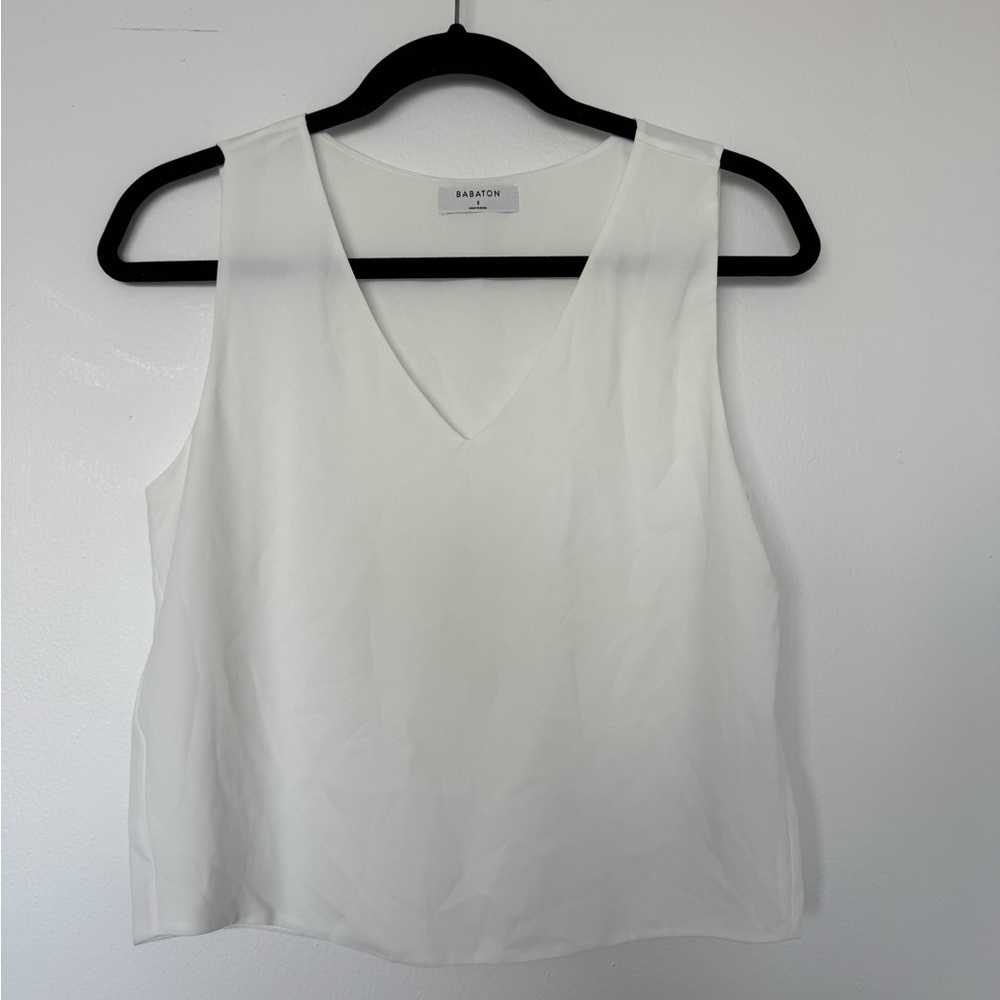 Aritzia Women's White Sleeveless Chiffon Top